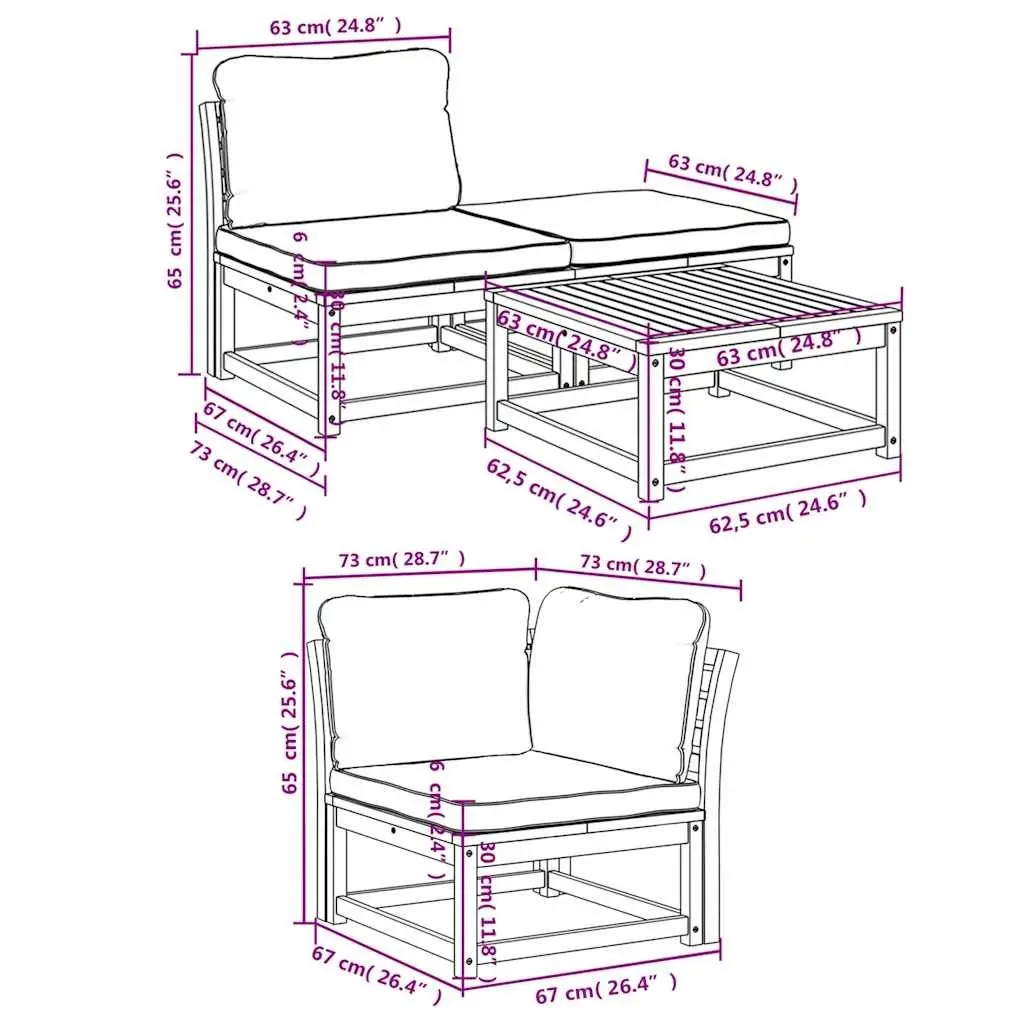 4-Piece Outdoor Sectional Sofa Set with Cushions