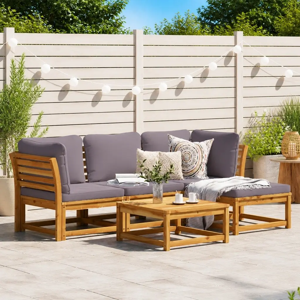 5 Piece Outdoor Sectional Sofa Set with Cushions