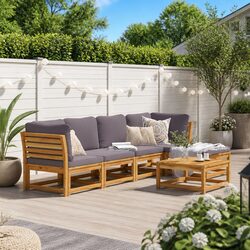 6-Piece Outdoor Sectional Sofa Set with Cushions