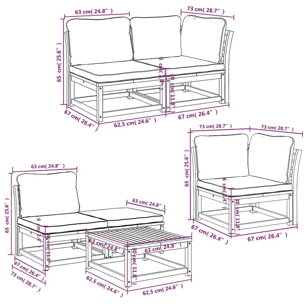 6-Piece Outdoor Sectional Sofa Set with Cushions