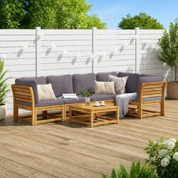 6-Piece Outdoor Sectional Sofa Set with Cushions