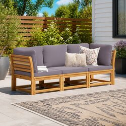 3-Piece Garden Lounge Set with Cushions in Brown