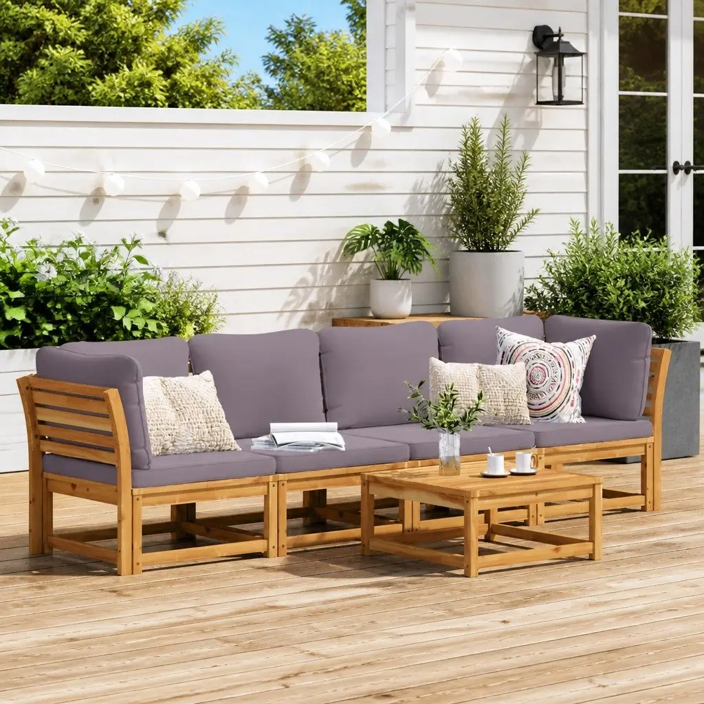 4 Piece Outdoor Sectional Sofa Set with Cushions