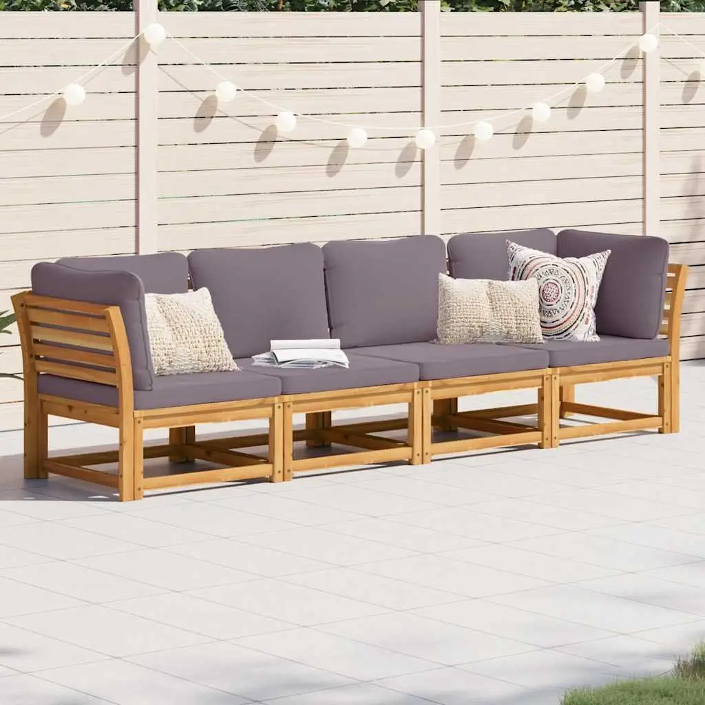 4 Piece Outdoor Sectional Sofa Set with Cushions