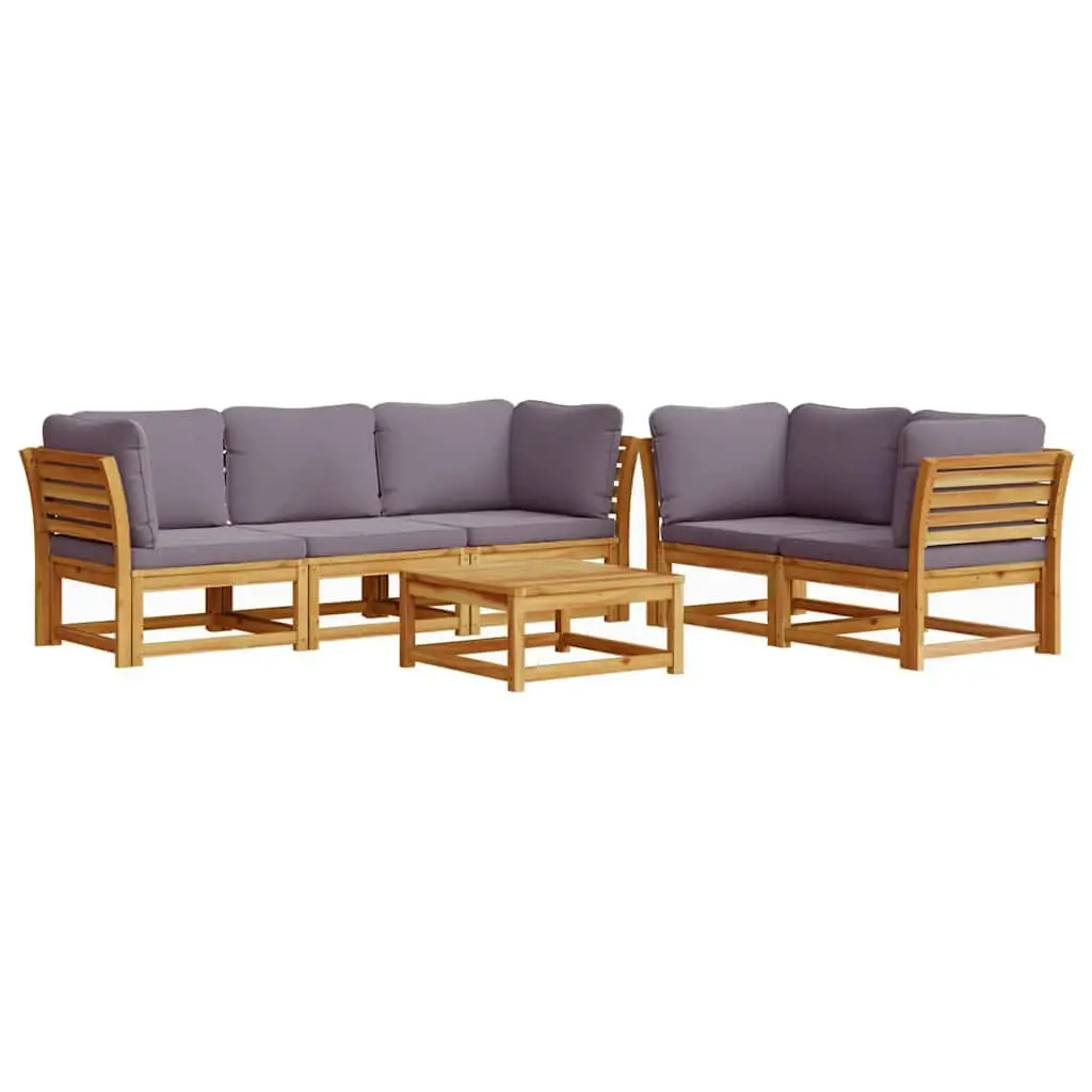 6 Piece Outdoor Sectional Sofa in Solid Brown Wood