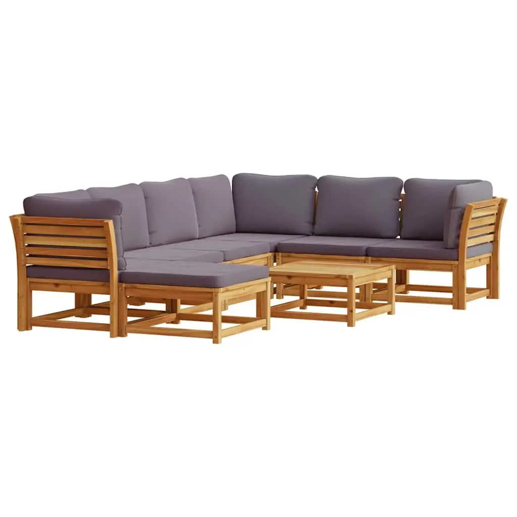 8-Piece Modular Wooden Outdoor Sectional Sofa Set