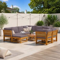 Elegant 10-Piece Acacia Wood Outdoor Sectional Set