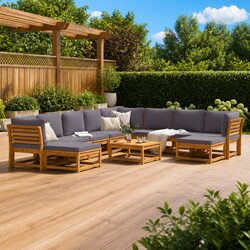 Premium 11 Piece Outdoor Sectional Sofa Set with Cushions