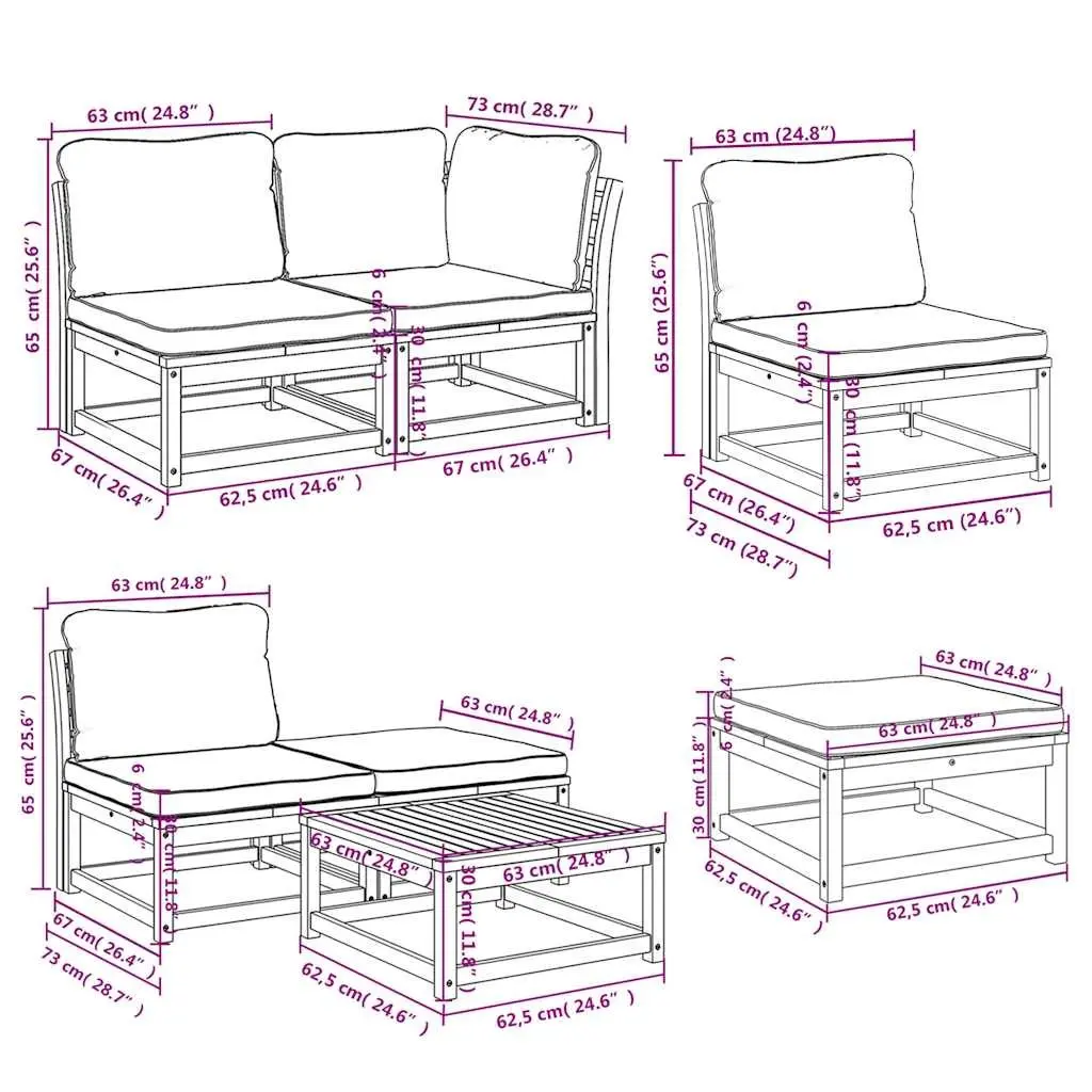 11 Piece Outdoor Sectional Sofa Set with Cushions