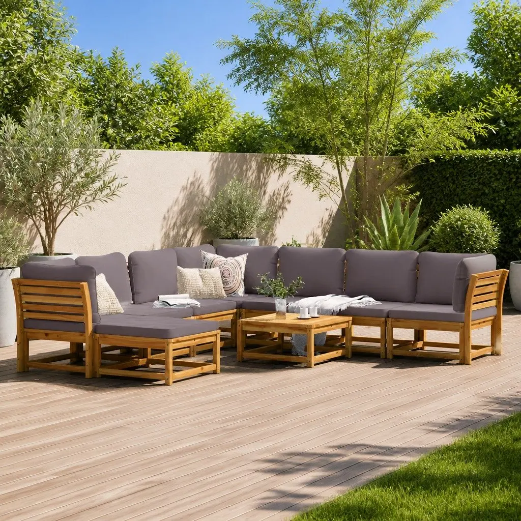 9-Piece Modular Outdoor Sofa Set with Cushions
