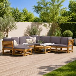 Stylish 9-Piece Modular Outdoor Sofa Set with Cushions