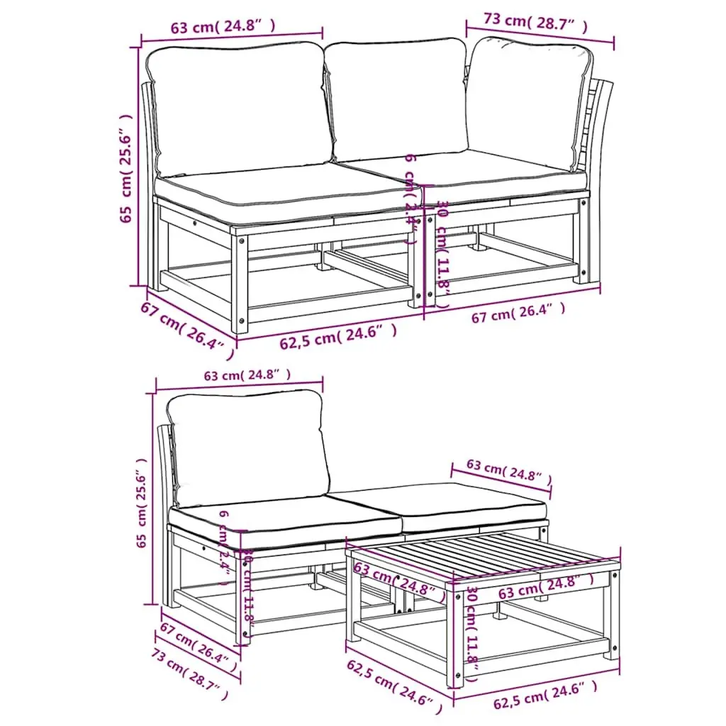 9-Piece Modular Outdoor Sofa Set with Cushions