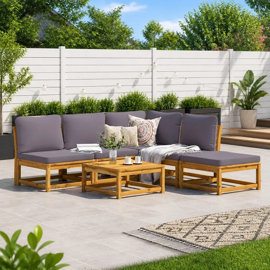 6-Piece Outdoor Sectional Sofa Set with Cushions