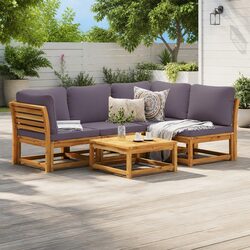 Premium 5 Piece Outdoor Sectional Sofa in Brown