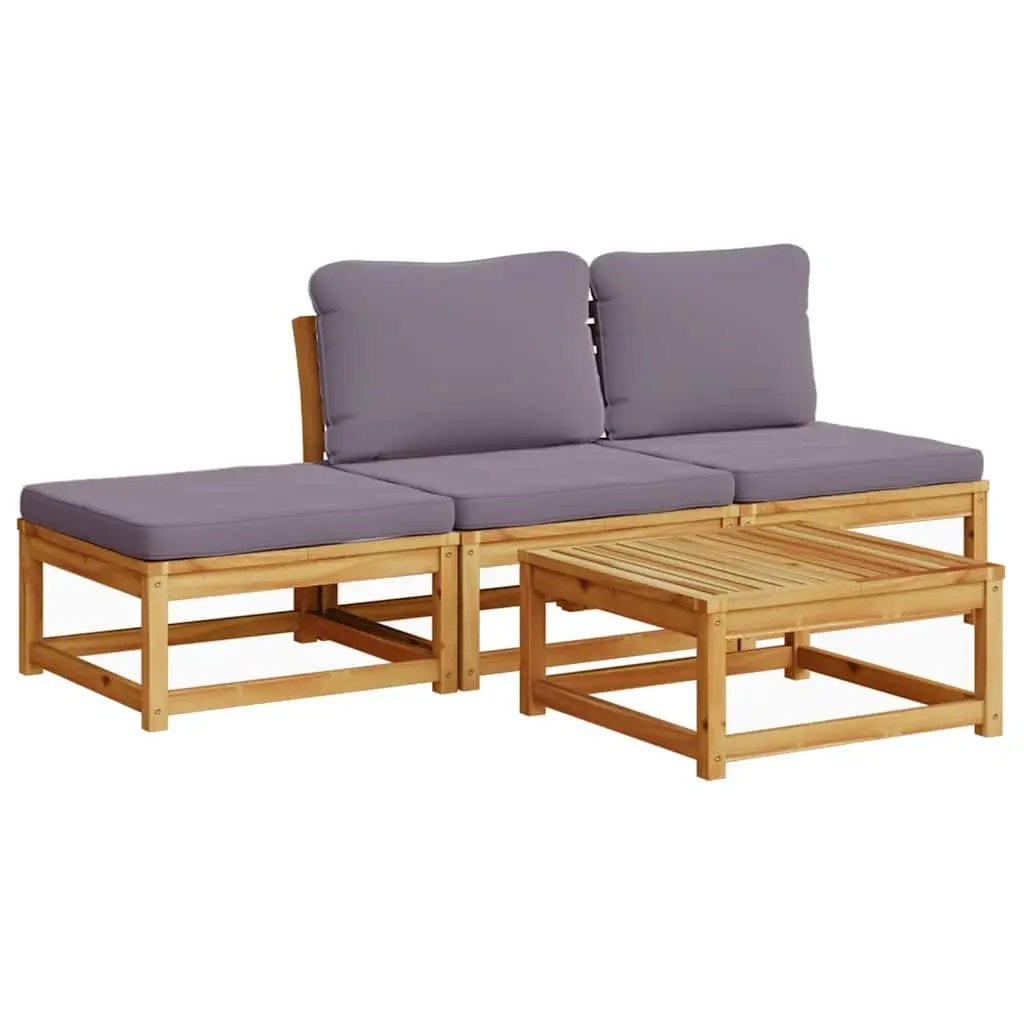 4 Piece Sectional Garden Lounge Set with Cushions