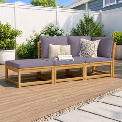 Durable 3-Piece Outdoor Sectional Sofa Set with Cushions