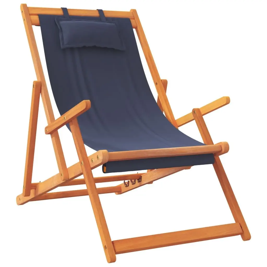 Folding Beach Chairs 2 pcs Blue Outdoor Seating