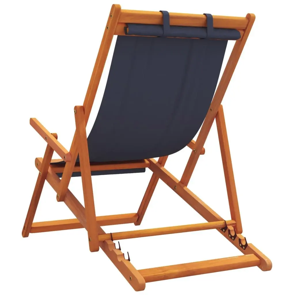 Folding Beach Chairs 2 pcs Blue Outdoor Seating