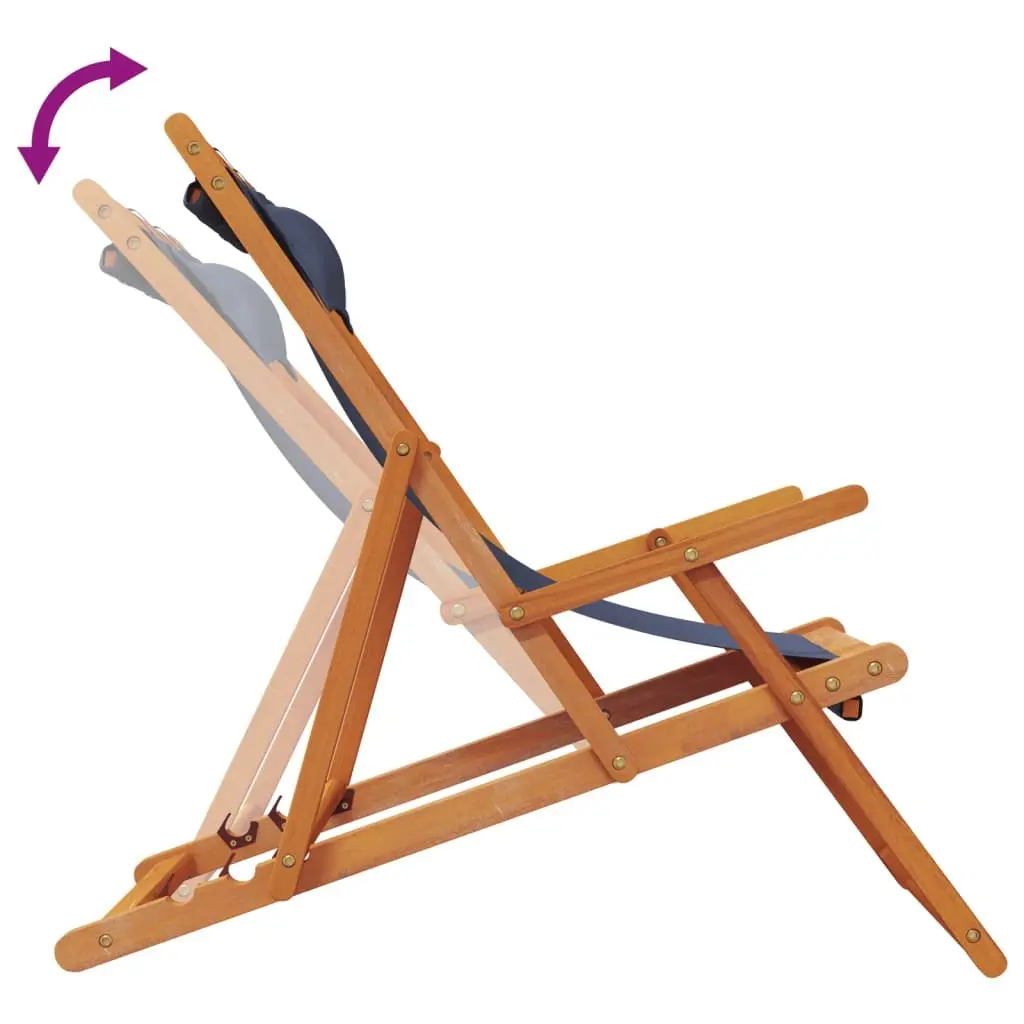 Folding Beach Chairs 2 pcs Blue Outdoor Seating