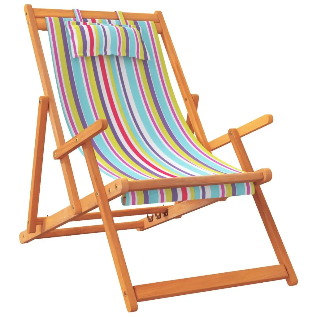 Multicolour Reclining Folding Beach Chairs Set of 2