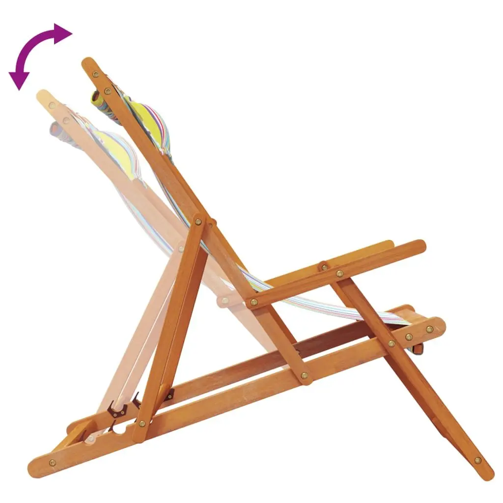 Multicolour Reclining Folding Beach Chairs Set of 2