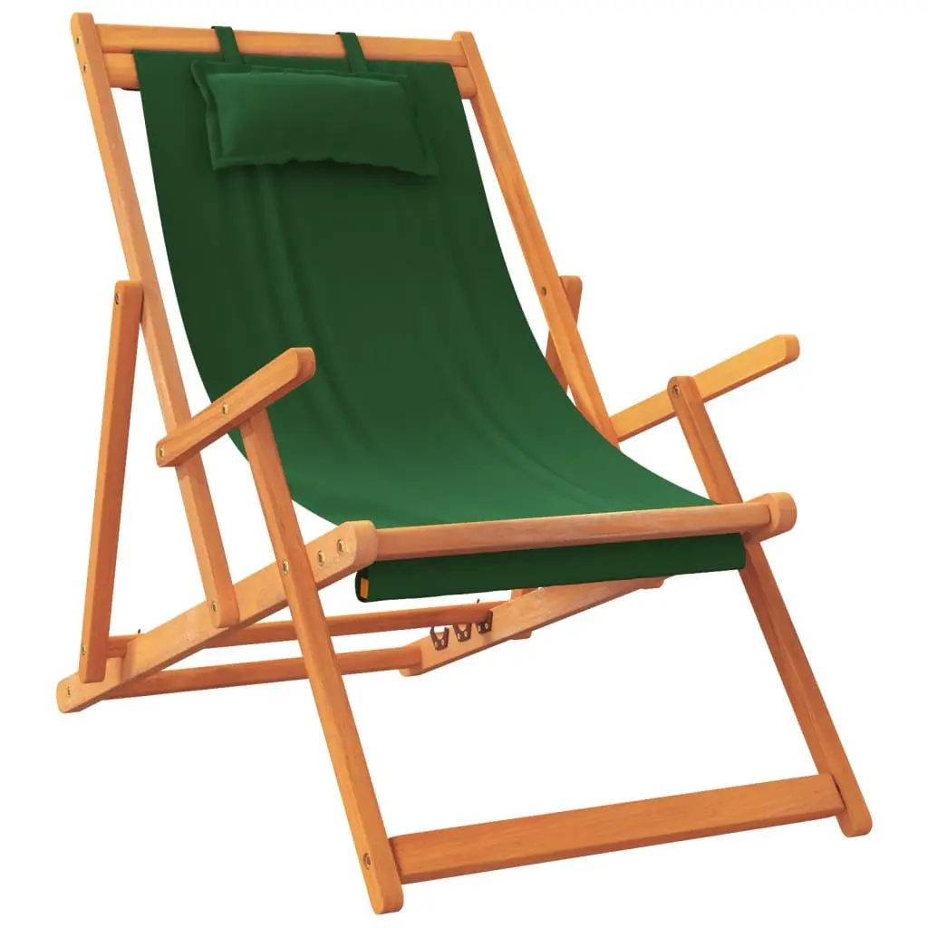 Folding Beach Chairs 2 pcs Green Outdoor Lounge Reclining Garden Camping Seating