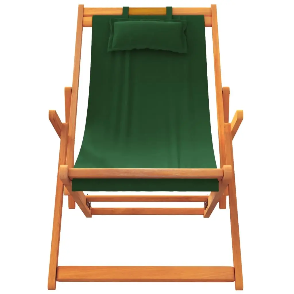 Folding Beach Chairs 2 pcs Green Outdoor Lounge Reclining Garden Camping Seating