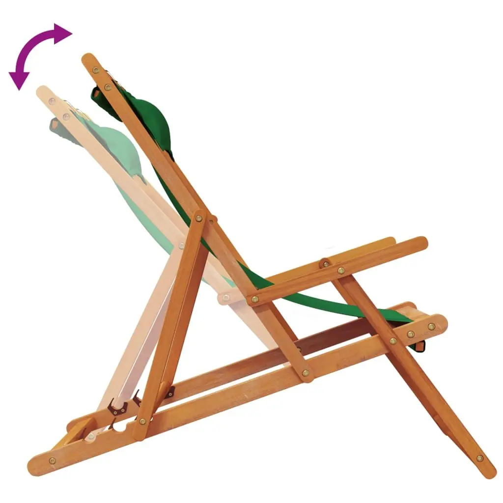 Folding Beach Chairs 2 pcs Green Outdoor Lounge Reclining Garden Camping Seating
