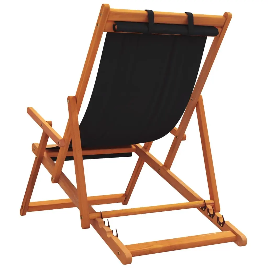 Black Folding Beach Chairs 2 pcs for Outdoor Relaxation