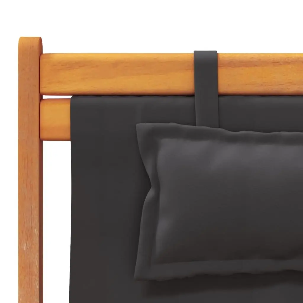 Black Folding Beach Chairs 2 pcs for Outdoor Relaxation