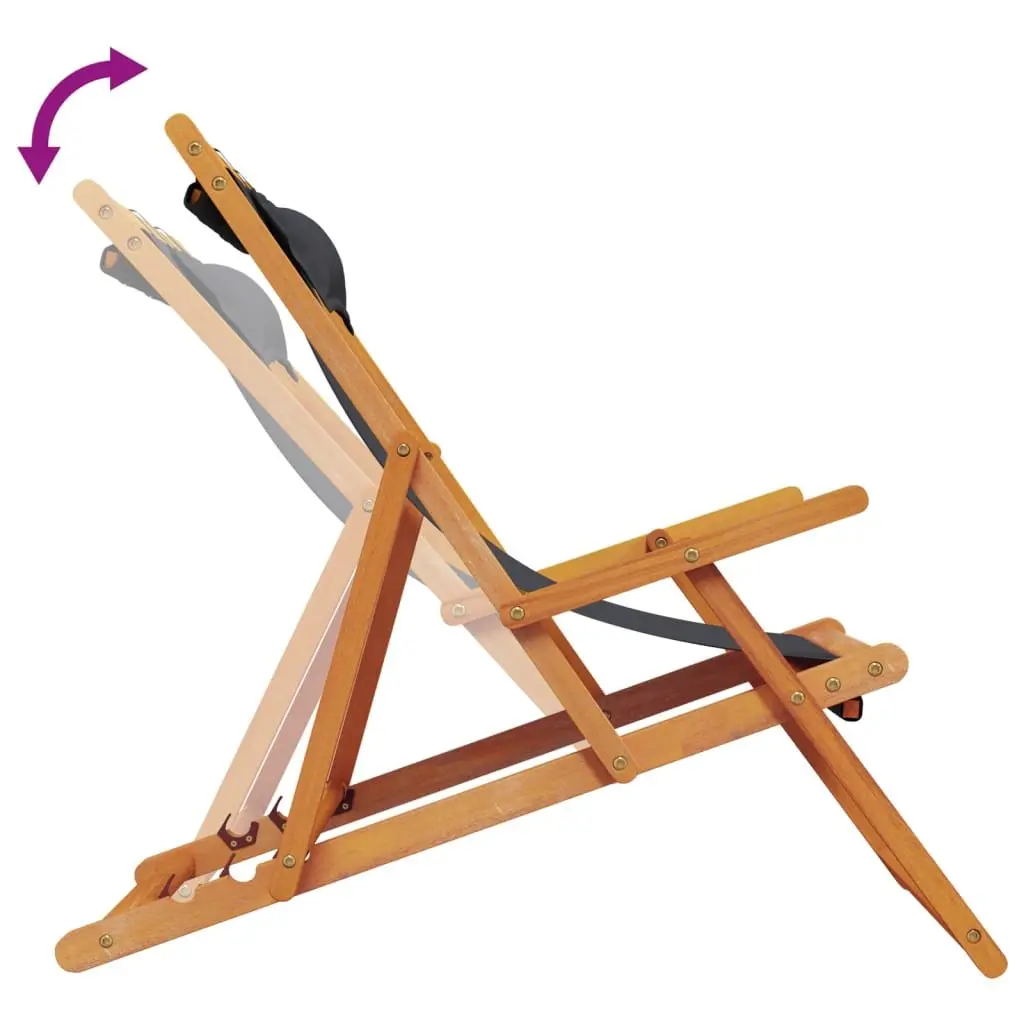 Black Folding Beach Chairs 2 pcs for Outdoor Relaxation
