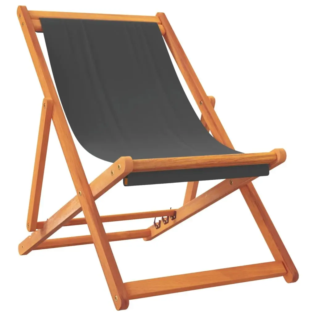 Folding Beach Chairs 2 pcs Grey Outdoor Lounge Reclining Garden Camping Seating