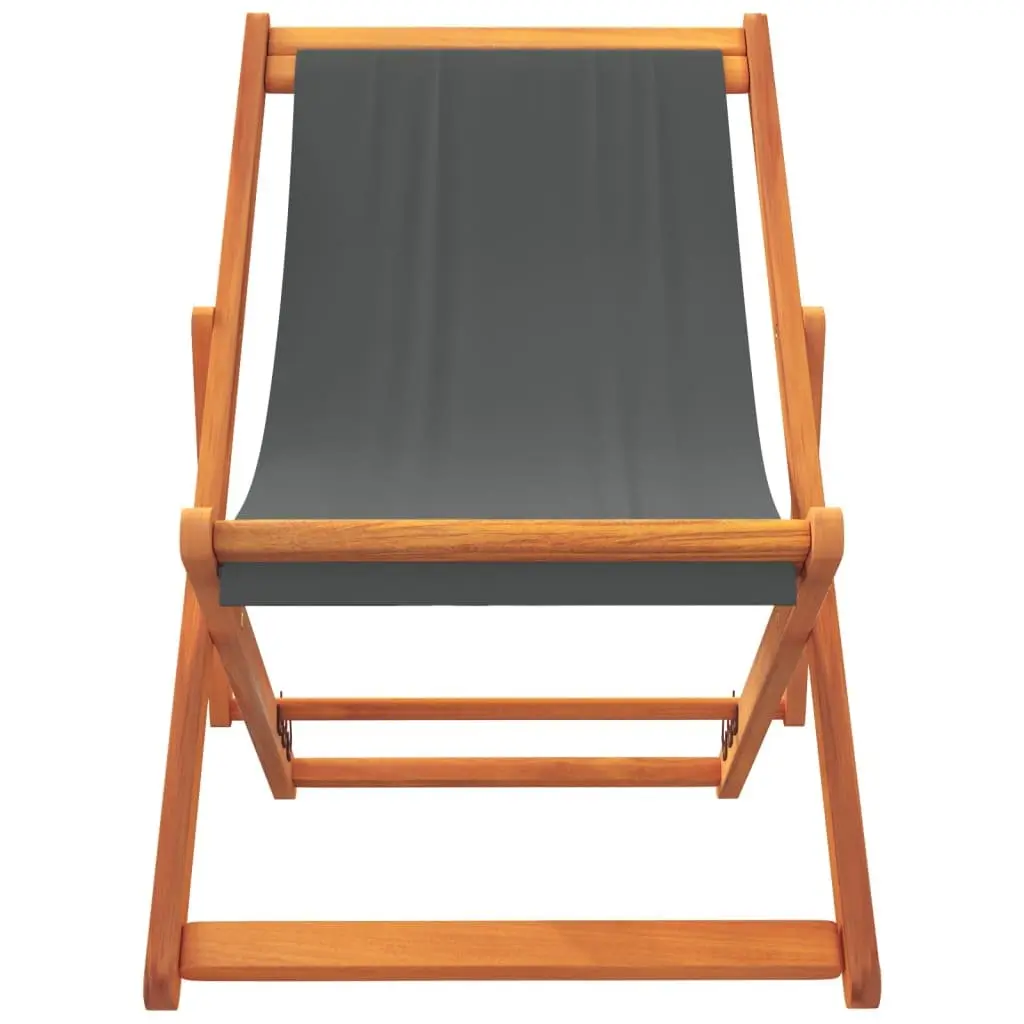 Folding Beach Chairs 2 pcs Grey Outdoor Lounge Reclining Garden Camping Seating