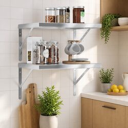 Sturdy Stainless Steel Floating Wall Shelves 50x40 cm