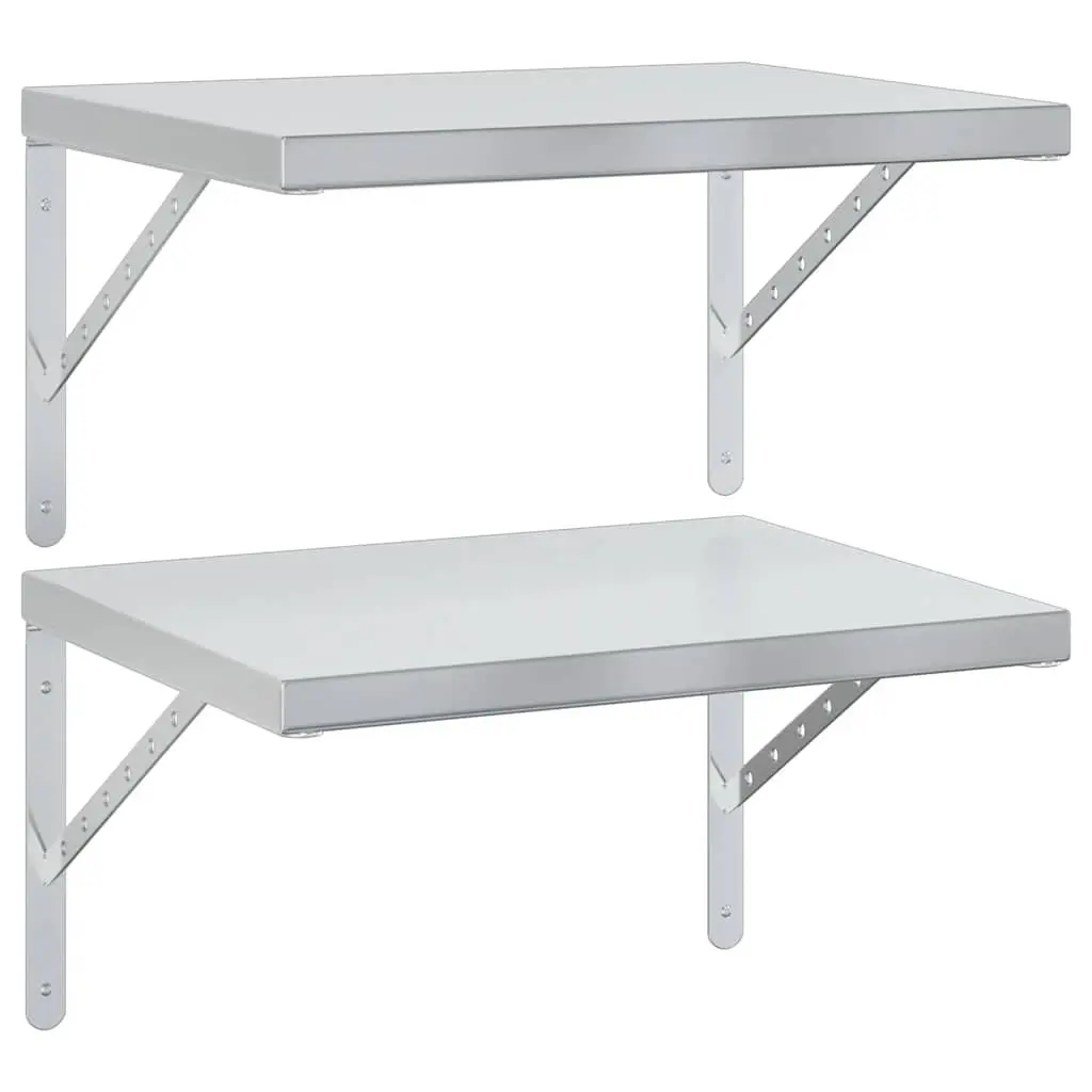 Wall Shelves Stainless Steel 50x40 cm Silver 2 Piece