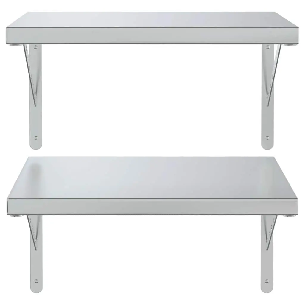 Wall Shelves Stainless Steel 50x40 cm Silver 2 Piece