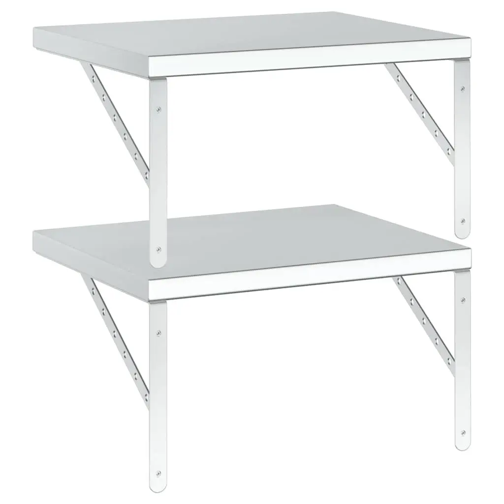Wall Shelves Stainless Steel 50x40 cm Silver 2 Piece