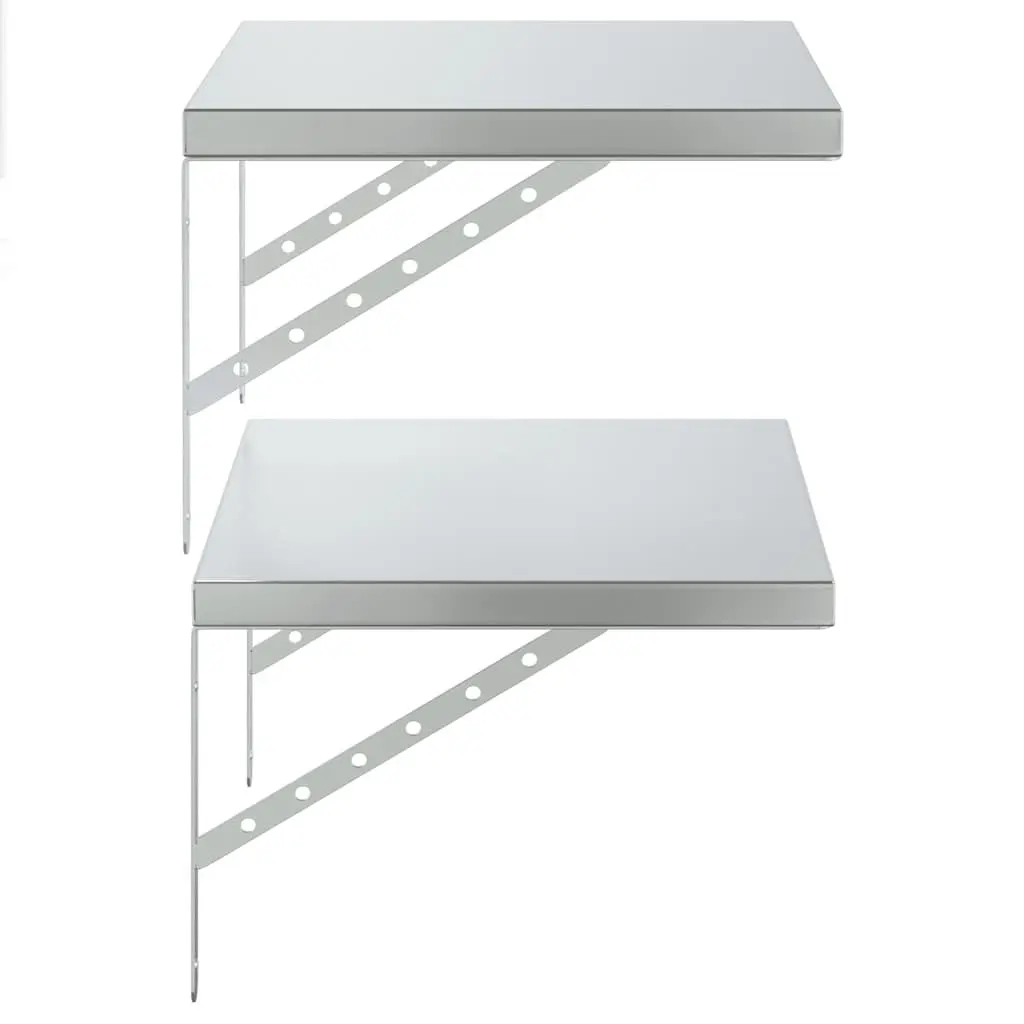Wall Shelves Stainless Steel 50x40 cm Silver 2 Piece