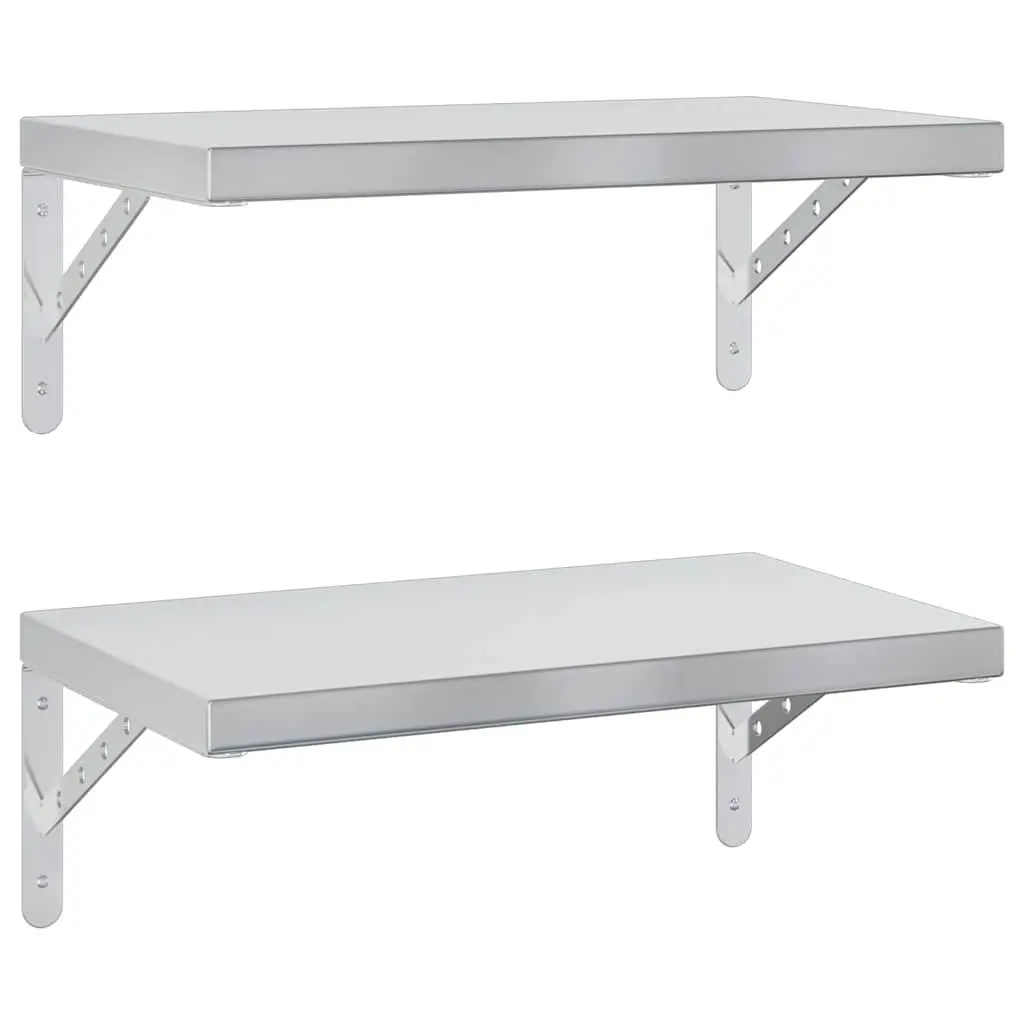 Wall Shelves Stainless Steel 50x30 cm Silver 2 Piece