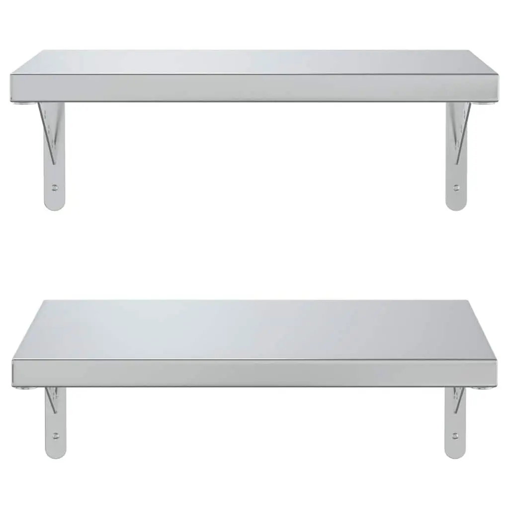 Wall Shelves Stainless Steel 50x30 cm Silver 2 Piece