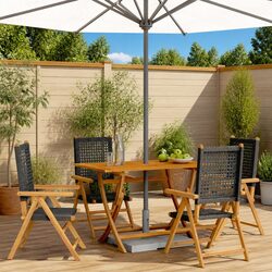 Premium 4-Piece Outdoor Reclining Chair Set - Black Rattan