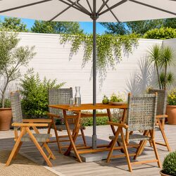 Durable Grey Outdoor Reclining Garden Chairs Set of 4