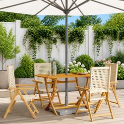 Durable Outdoor Reclining Chairs Set of 4 Beige Rattan