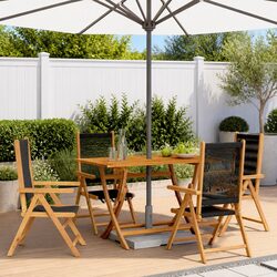 Premium Black Wooden Folding Garden Chairs Set of 4