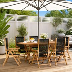 6-Piece Outdoor Reclining Garden Chair Set in Acacia Wood