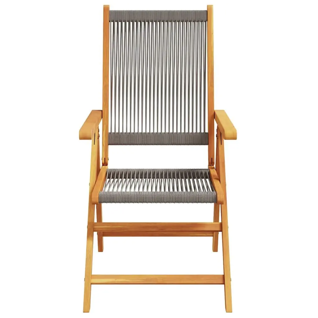 Reclining Garden Chairs Solid Acacia Wood Grey Foldable 4 Piece