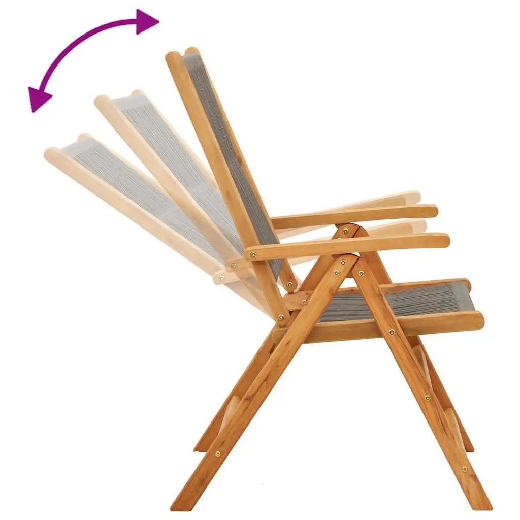 Reclining Garden Chairs Solid Acacia Wood Grey Foldable 4 Piece