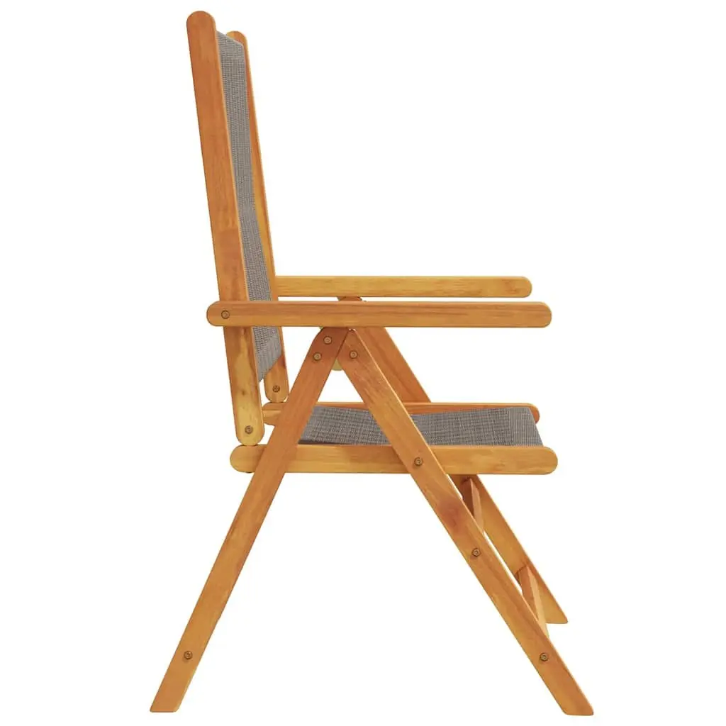 Reclining Garden Chairs Set Solid Acacia Wood Foldable Grey 6 Piece