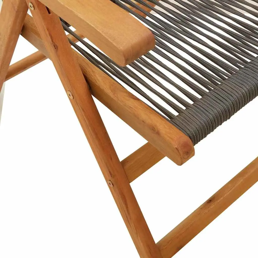 Reclining Garden Chairs Set Solid Acacia Wood Foldable Grey 6 Piece