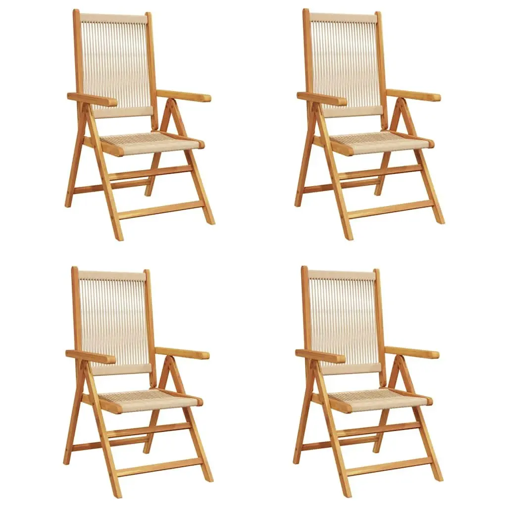 4-Piece Beige Foldable Patio Seating Set with Reclining Chairs